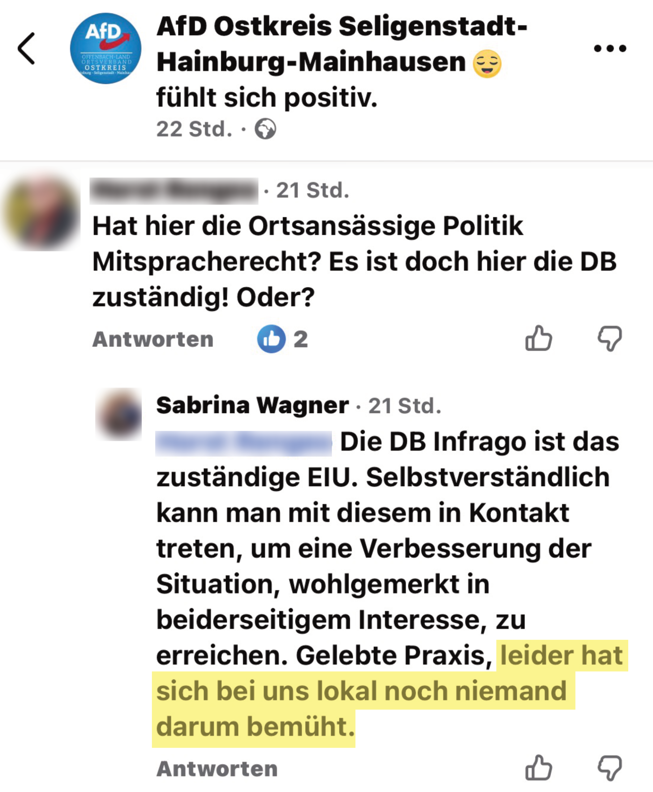 Facebook-Beitrag der AfD-Seligenstadt vom 24. Februar 2026